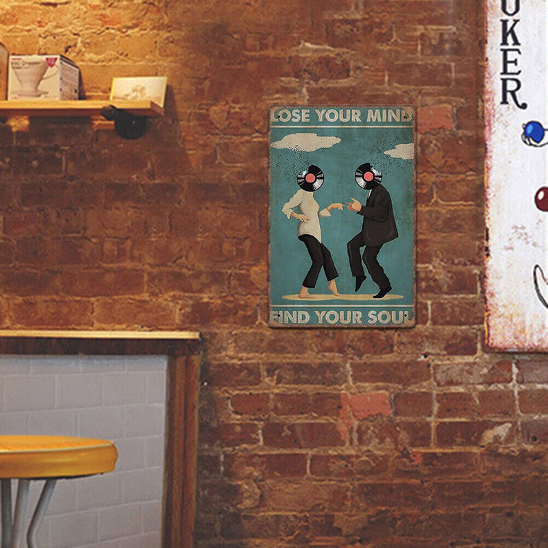 Record Couple Retro Metal Plate Tin Sign for Bar Pub Club Cafe Wall Art