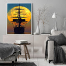 DIY Digital Picture Sunset Vessel Frameless Oil Painting By Number Handicraft