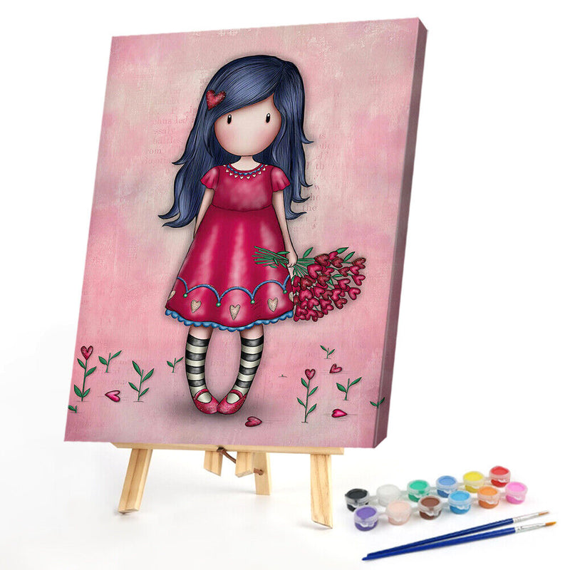 Oil Paint By Numbers Little Girl Coloring Picture Digital Drawing