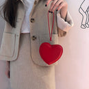 Korean Solid PU Party Wristlet Female Shoulder Handbag Love Shaped Coin Bag Tote