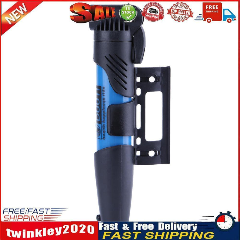 Portable Folding Bicycle Air Pump Inflator for Presta Schrader Valve Blue Newly