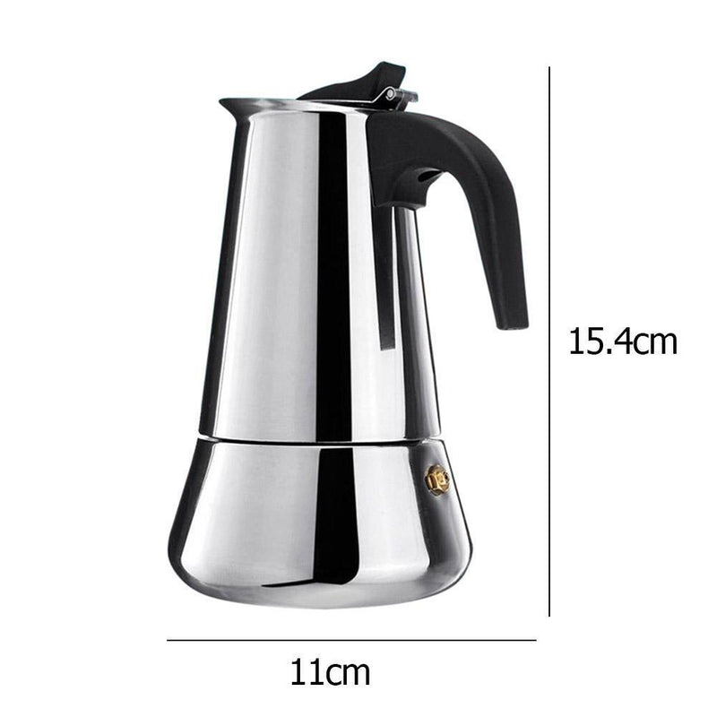 Big Belly Stove Mocha Coffee Pot Moka Stainless Steel Coffee Maker (100ml) Newly