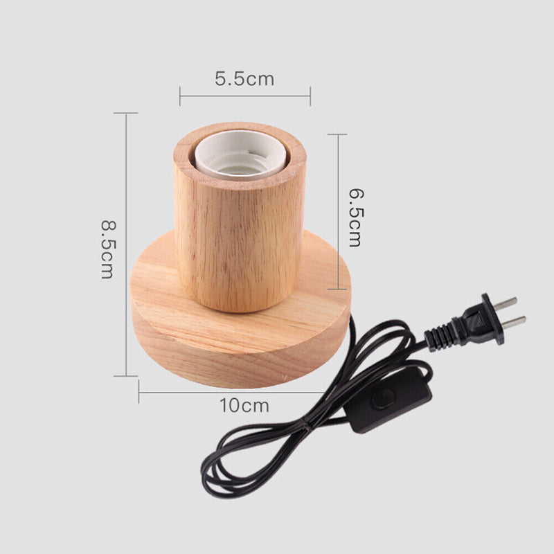 Solid Wood Table Lamp Base E27 220V Wooden Light Holder w/Switch Line (C) Newly