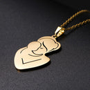 Mother's Day Jewelry Gifts Necklace Mom and Baby Stainless Steel Chain Pendant