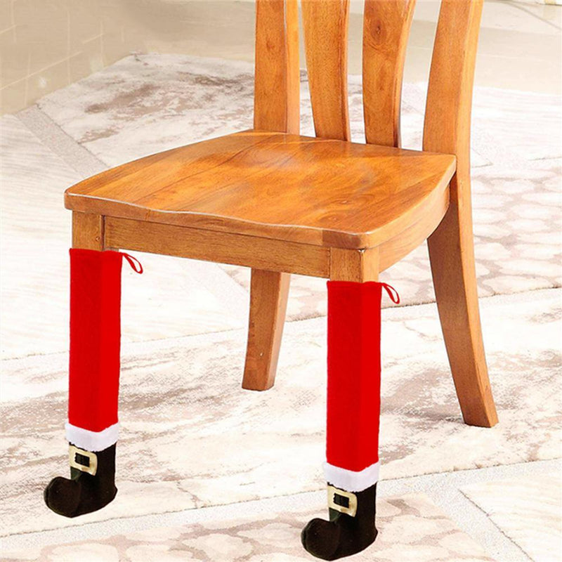 Christmas Chair Leg Table Santa Claus Leg Chair Foot Cover Party Christmas