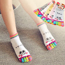 Random Fashion Sports Trainer Casual Cotton Five Finger Toe Socks Cartoon Smile
