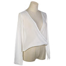 Women Blouses Sexy Deep V-neck Chiffon Long-sleeved Blouse White L