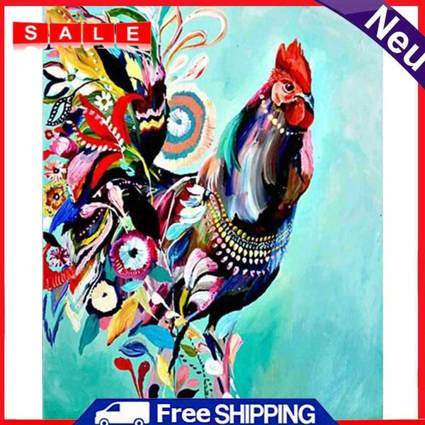 Rooster Portrait Made 40x50cm Oil Paint By Numbers Picture DIY Painting