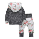 Kids Long Sleeve Floral Hoodie Pants 2pcs Cotton Clothing Set (Printed 2-3Y-2546