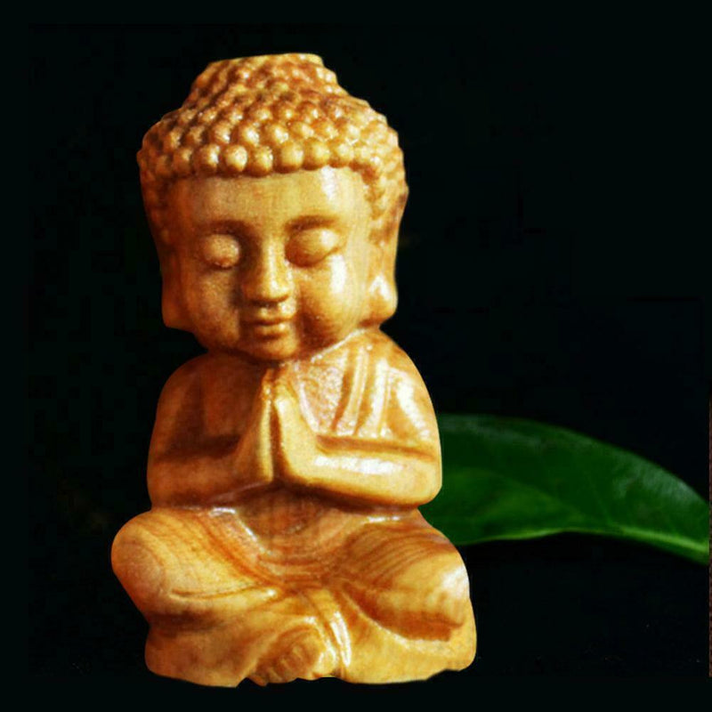 Mini Wooden Buddha Statue Statuette Handicrafts Ornaments Gift Craft Decor O0T4