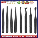 8pcs Portable Black Anti-static Plastic Tweezer Heat Resistant Repair Tool