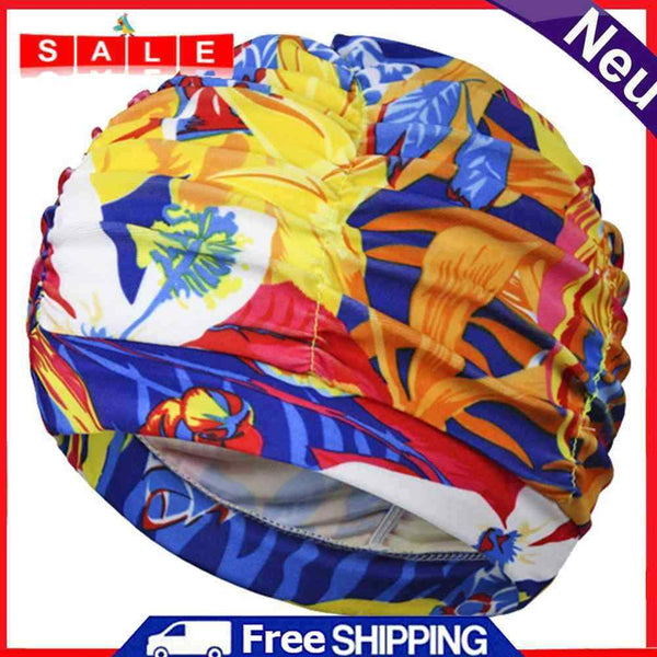 Ladies Swim Cap Long Hair Swimming Cap Elastic Draping Bathing Cap for Swim Pool