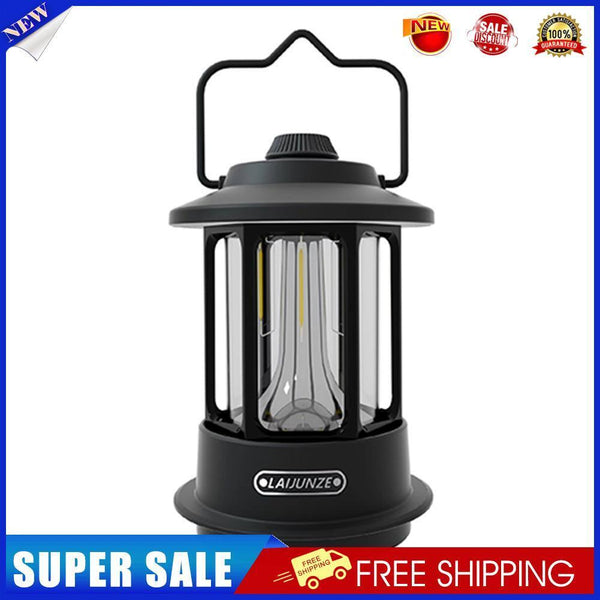 Retro Outdoor Camping Lamp Type-C USB Rechargeable Portable Lantern (Black)
