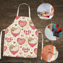 Heart Print Kitchen Linen Apron Waterproof Home Cooking Bibs (82x68cm)
