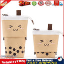 Retractable Milk Tea Pencil Case Stationery Storage Pen Holder (Brown) Newly