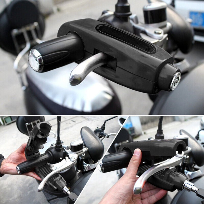 Motorcycle Brake Throttle Grip Scooter Handlebar Anti Theft Locks (Black) Newly