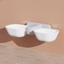 Wall Mounted Double Pet Bowls Cat Dog Automatic Water Food Feeder (White) Newly