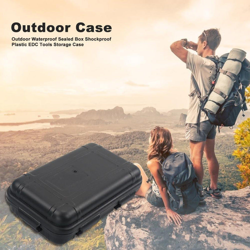 Outdoor Waterproof Sealed Box Shockproof EDC Tools Storage Case (Black M)