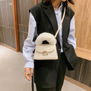 Women Plush Handle PU Crossbody Bag Simple Solid Small Shoulder Party Coin Purse