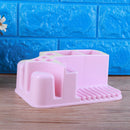 Rectangle Bathroom Cup Holder Rack Shelf Storage Cosmetics Organizer(Pink)