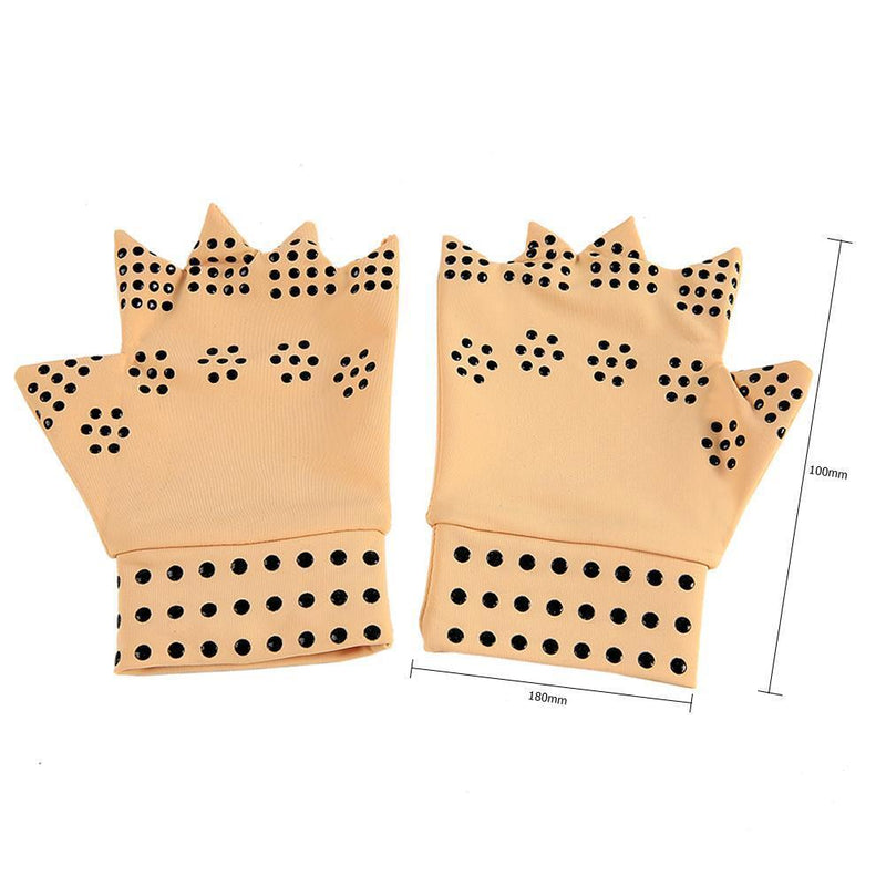 1 Pair Magnetic Therapy Fingerless Gloves Arthritis Pain Relief Tool (White