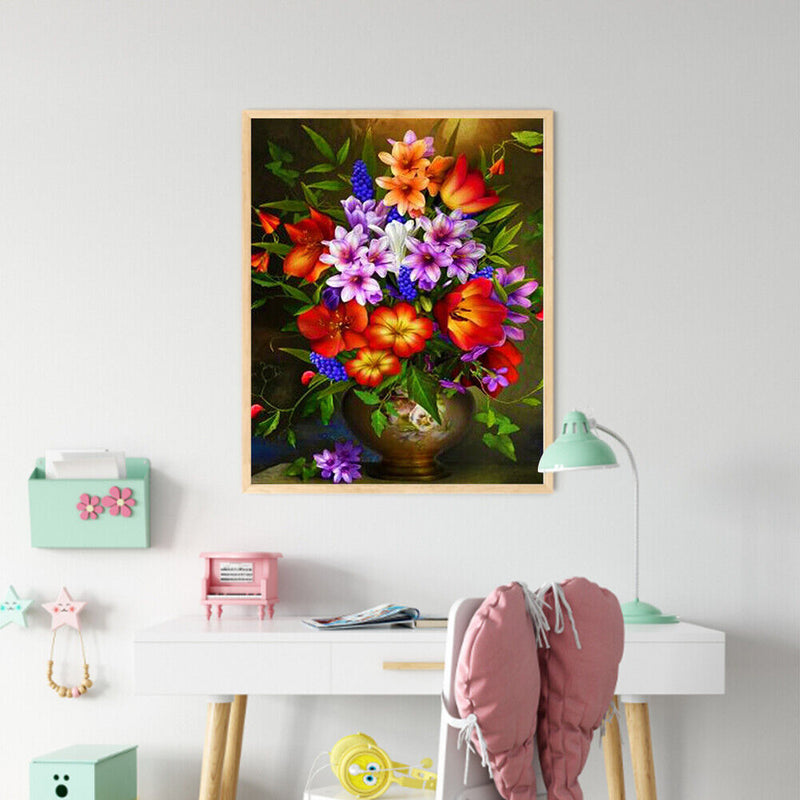 Flower Oil Paint By Numbers Kit DIY Acrylic Painting Wall Art Picture Craft S