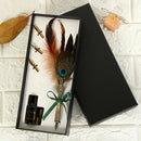 Feather Writing Quill Pen Ink Bottle Set Collection Calligraphy Stationery Newly