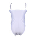 2017 Women V Neck one-piece Bandage Swimsuit (White)(XL)
