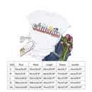 Stripe California Print Letter Tea T-Shirt (White L)