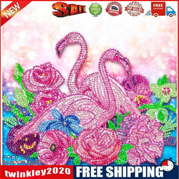 5D DIY Partial Special Shaped Drill Diamond Painting Pink Swan Home Decor