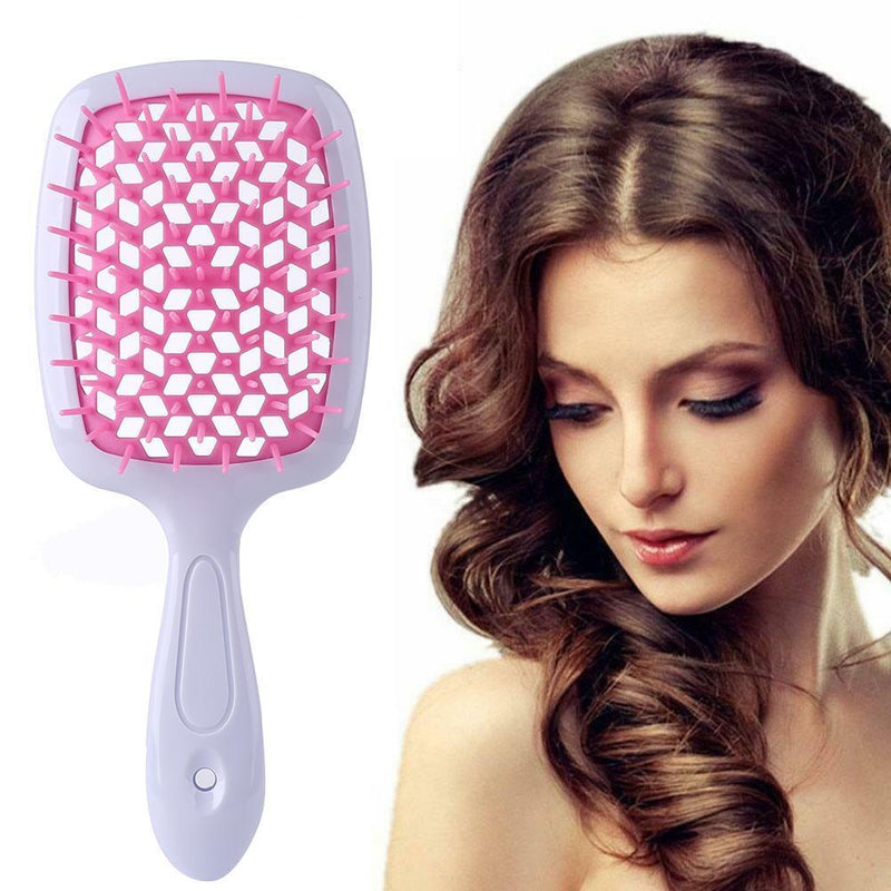 Wide Teeth Air Cushion Comb Scalp Massage Salon Hair Brush (White Pink)