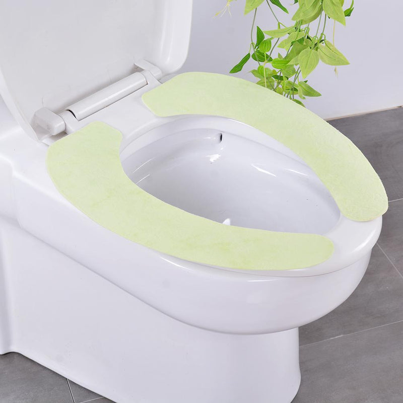 2pcs Floral Printed Toilet Mat Reusable Toilet Seat Cover Bath Decor (Green