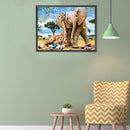 5D Full Round Drill Drawing Picture Elephant Giraffe Diamond Painting Ornam