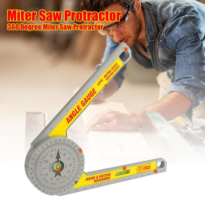360 Degree Miter Saw Protractor w/Leveling Bubble Angle Finder Gauge Ruler