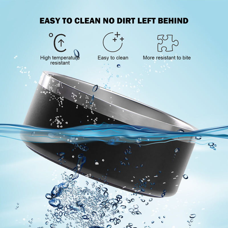 Pet Bowl Stainless Steel Non-Skid Base Dog Cat Feeding Dish Easy to Clean Black