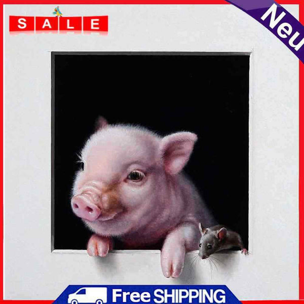 Pig and Mouse Oil Paint By Numbers DIY Handpainted on Canvas Home Decorations