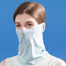 Ice Silk Hanging Ear Face Neck Scarf UV Protection Gaiter Bandana (Blue) Newly