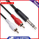 2 RCA to 1/4 6.35mm TRS Stereo Y Splitter Audio Cable Male to Male 1.5m/4.9ft