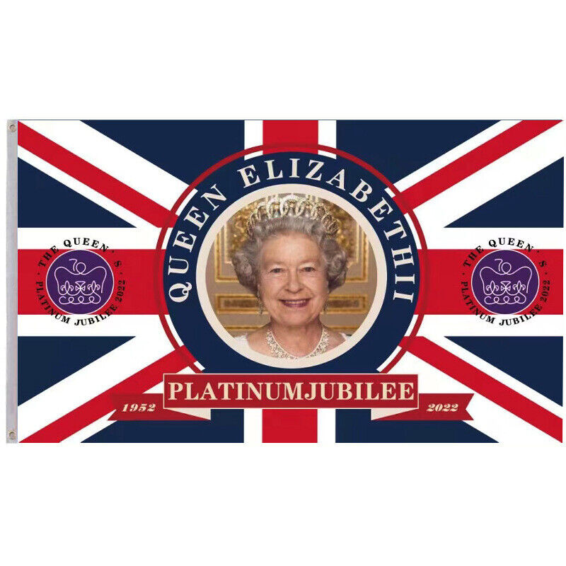 Elizabeth II Banner with Brass Grommets Street Patriotism Souvenir Printed Decor