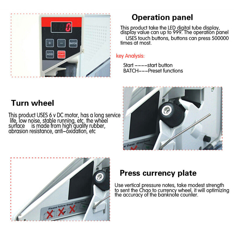 V40 Portable Mini Cash Count Money Currency Counter Counting All Bill EU
