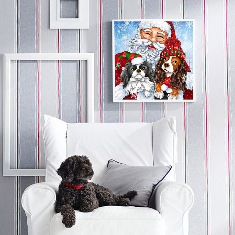 #A 5D DIY Diamond Painting Santa Claus Puppy Kits Full Round Drill Wall Decor Ar