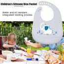 Cartoon Silicone Kids Bib Waterproof Baby Feeding Adjustable Apron (Grey) Newly