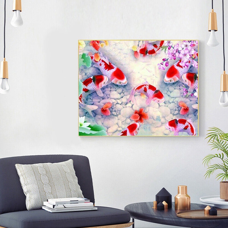 Frameless Oil Paint By Numbers Kit DIY Acrylic Beautiful Fish Handmade Craft