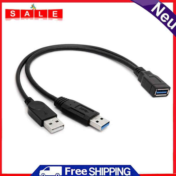 USB 3.0 Female to Dual USB Male Extra Power Data Y Splitter Extension Cable Cord