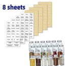 8 Sheets 208 PCS Creative Transparent Waterproof Spice/ P6D0 Labels Herb B8B8