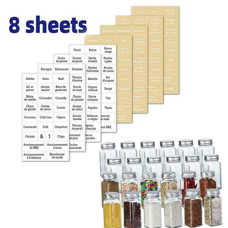 8 Sheets 208 PCS Creative Transparent Waterproof Spice/ P6D0 Labels Herb B8B8