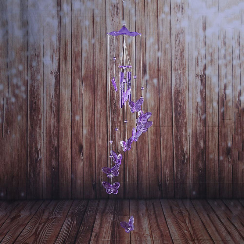 Butterfly Bell Wind Chimes Creative Home Yard Garden Hanging Decor(Purple)