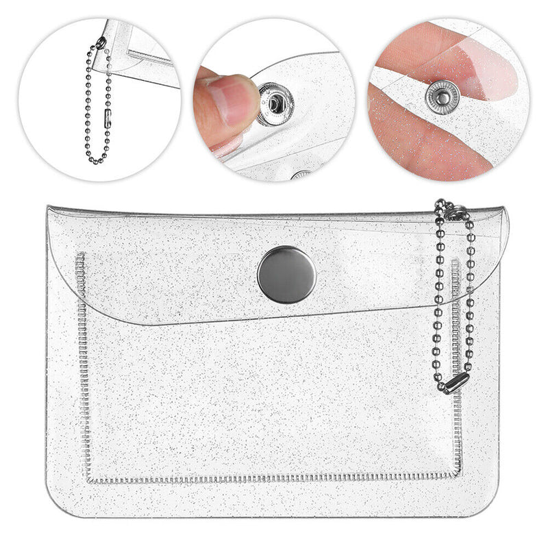 Women Girls Waterproof Bling Transparent Coin Purse Wallet Card Bag Card Pouch