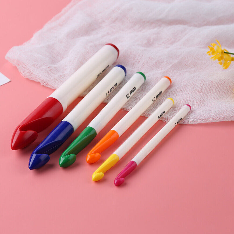 6pcs/set Handle Knitting Needles Aluminum Crochet Hooks for Weaving Sewing Newly