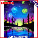 5D Rhinestone Pine Night View Mosaic Full Round Drill Diamond Painting Art Decor